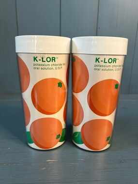 K-LOR Orange Pattern Drinkware Tumbler - White & Orange Vtg 1970’s Pharma Promo